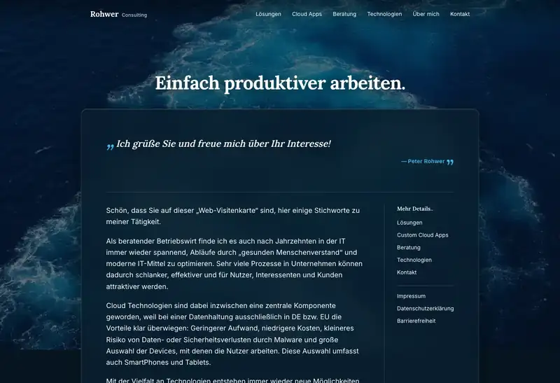 Rohwer Consulting — neue Website mit Ocean-Design