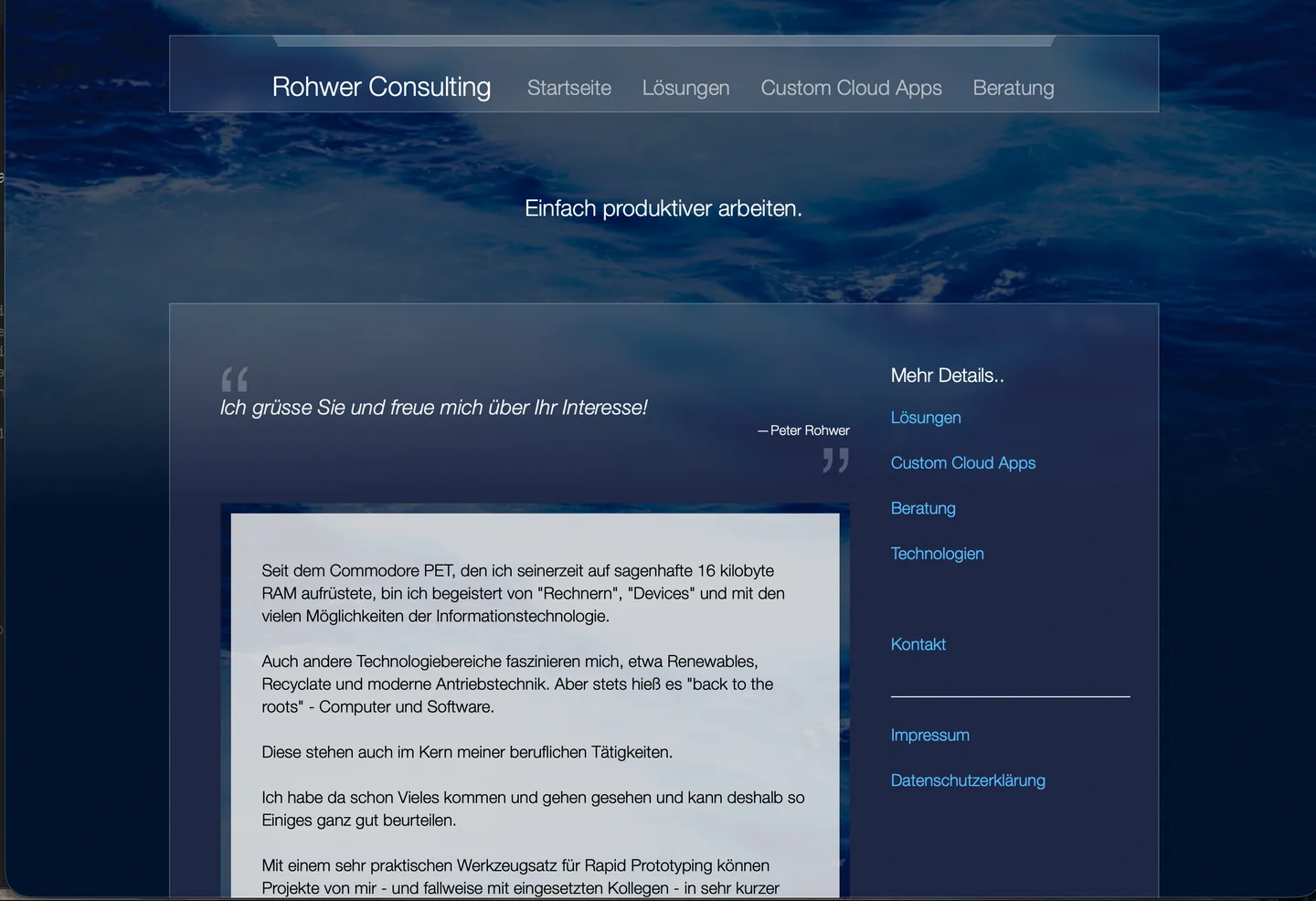 Rohwer Consulting — alte Website vor dem Redesign